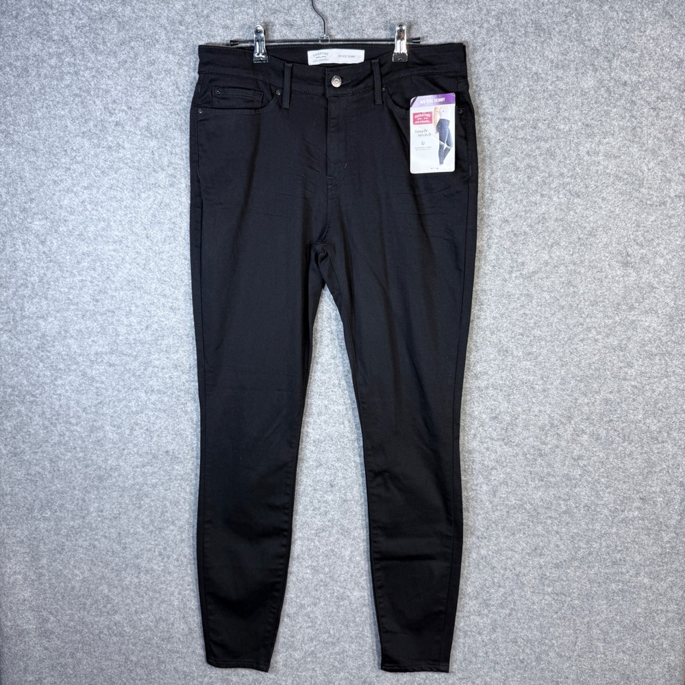 Signature by Levi Strauss Co Womens Black Mid Rise‎ Skinny Jeans Stretch Size 10